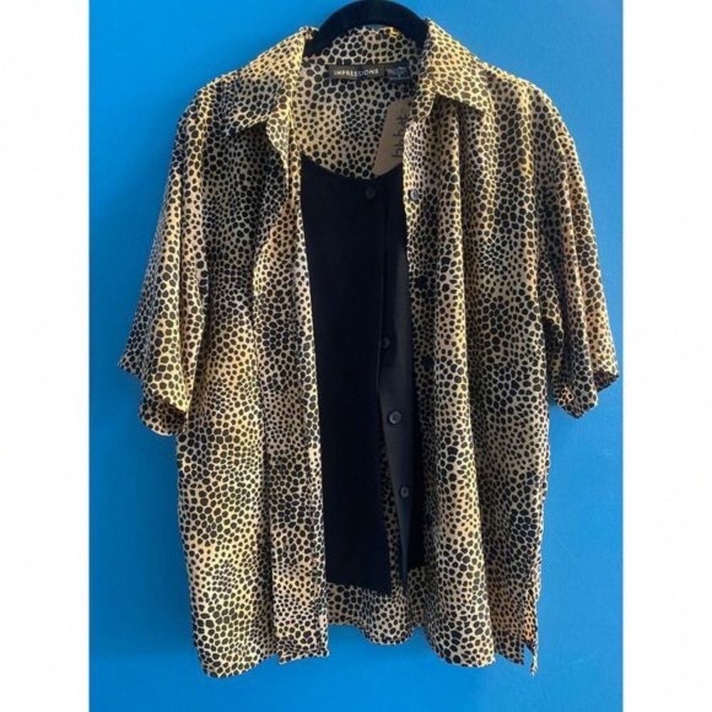 Express Black and Tan Patterned Shirt Jacket
